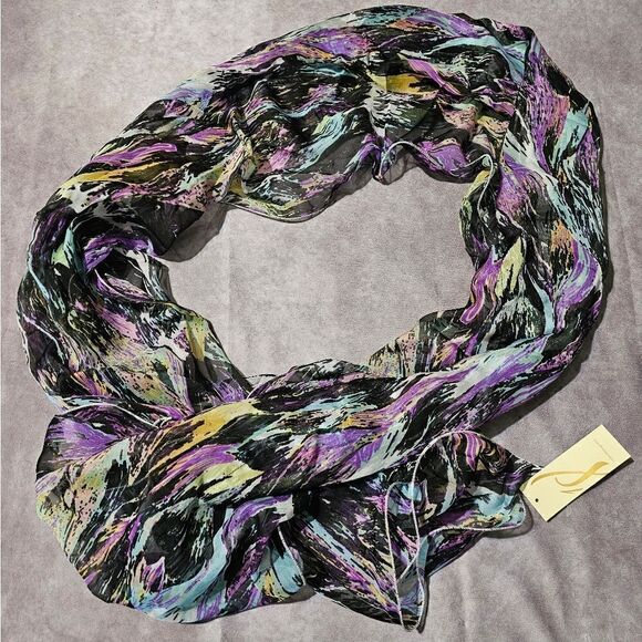 COLLECTION EIGHTEEN Water Floral Boa POLYESTER Scarf 15" x 78" - Picture 1 of 4